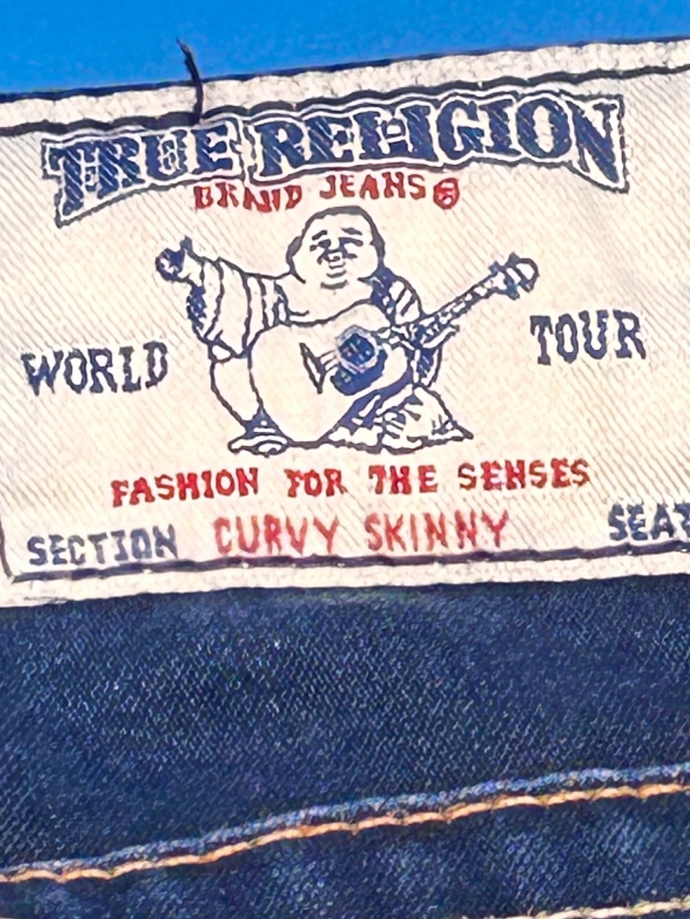 True Religion Dark Blue Denim Jeans with Contrast Stitching Curvy Skinny